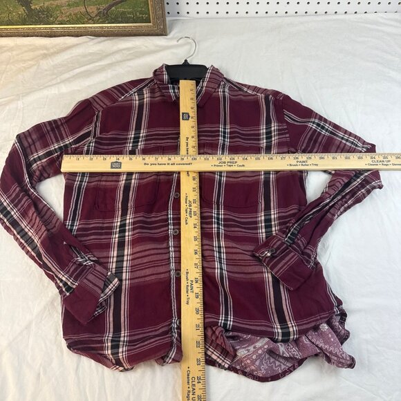 Mudd Burgundy Plaid Button Up Shirt Long Sleeve Women’s Size Medium - Picture 7 of 7
